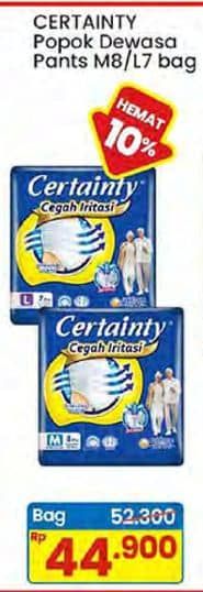 Promo Harga Certainty Adult Diapers Pants M8, L7 7 pcs - Indomaret