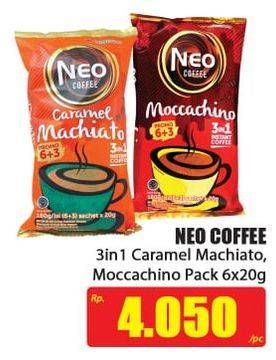 Promo Harga Neo Coffee 3 in 1 Instant Coffee Caramel Machiato, Moccachino 6 sachet - Hari Hari