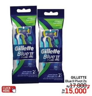 Promo Harga Gillette Blue II Plus Pivot 2 pcs - LotteMart