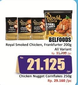 Promo Harga Belfoods Royal Sausages Smoked Chicken, Cheese Frankfurter, Beef Frankfurter 200 gr - Hari Hari