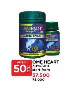 Promo Harga Om3heart Fish Oil Omega 3 30 pcs - Watsons