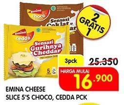 Promo Harga EMINA Cheese Slice Choco, Cheddar per 3 pcs 5 pcs - Superindo