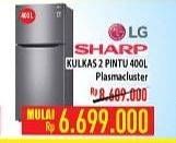 Promo Harga SHARP Kulkas 2 Pintu 400000 ml - Hypermart