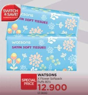 Promo Harga WATSONS X Flower Soft Pack Tissue 80 pcs - Watsons