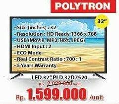 Promo Harga POLYTRON PLD 32D7520 | LED TV 32"  - Hari Hari