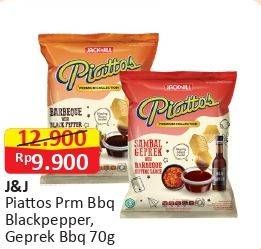 Promo Harga PIATTOS Snack Kentang Sambal Geprek With Barbeque, Barbeque With Black Pepper 70 gr - Alfamart