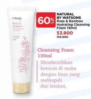 Promo Harga Naturals By Watsons Rose Bamboo Hydrating Cleansing Foam 130 ml - Watsons