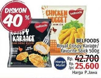 Promo Harga BELFOODS Royal Crispy Karaage/Chicken Nugget Stick 500gr  - LotteMart