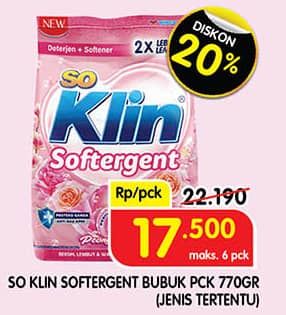 Promo Harga So Klin Softergent 770 gr - Superindo