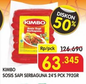 Promo Harga KIMBO Sosis Sapi Serbaguna 792 gr - Superindo