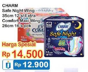 Promo Harga CHARM Safe Night Wing 35cm / Extra Comfort Maxi 26cm  - Indomaret