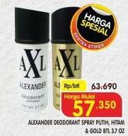 Promo Harga ALEXANDER Deodoran Spray Gold, Atomiseur Black, Putih 150 ml - Superindo