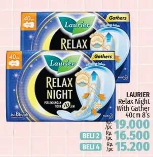 Promo Harga Laurier Relax Night Gathers 40cm 8 pcs - LotteMart