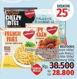 Promo Harga BELFOODS Chicken Nugget Disney Frozen 400 g/ Ayam Goreng Renyah Pedas/ Royal Cheezy Bite 500 g/ Favorite Kentang 500 g  - LotteMart