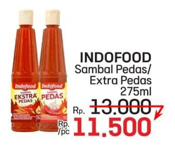 Promo Harga Indofood Sambal Pedas, Ekstra Pedas 275 ml - LotteMart