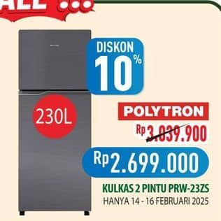 Promo Harga Polytron PRW-23ZS Kulkas 2 Pintu  - Hypermart