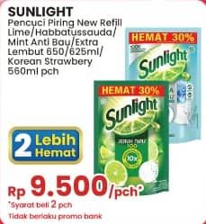 Promo Harga Sunlight Pencuci Piring Jeruk Nipis 100, Higienis Plus With Habbatussauda, Anti Bau With Daun Mint, Extra Lembut, Korean Strawberry 560 ml - Indomaret