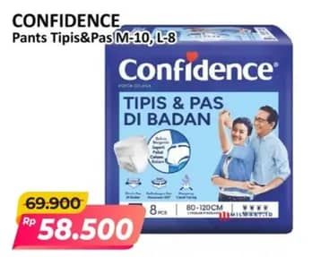 Promo Harga Confidence Adult Pants Tipis & Pas Di Badan M10, L8 8 pcs - Alfamart