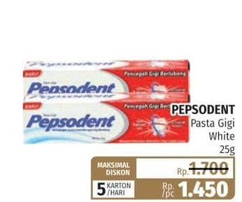 Promo Harga PEPSODENT Pasta Gigi Pencegah Gigi Berlubang White 25 gr - Lotte Grosir