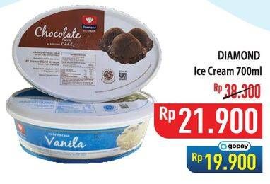Promo Harga Diamond Ice Cream Cokelat, Vanila 700 ml - Hypermart