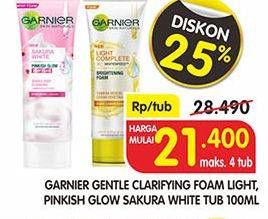 Promo Harga GARNIER Facial Foam Gentle Clarify, Sakura White 100 ml - Superindo