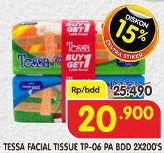 Promo Harga TESSA Facial Tissue TP 06 per 2 pouch 200 pcs - Superindo