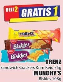 Promo Harga Trenz Sandwich Crackers Krim Keju 75g/Munchy's Biskies 108g  - Hari Hari