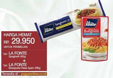 Promo Harga Spaghetti 225g + Saus Pasta Bolognese Rasa Ayam 290g  - Yogya