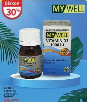 Promo Harga My Well Vitamin D3 1000 IU 20 pcs - Guardian