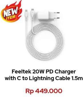 Promo Harga FEELTEK Charger 20W With C To Lightning Cable  - Erafone