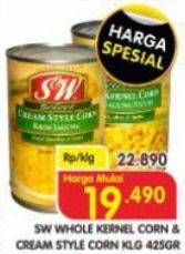 Promo Harga SW Whole Kernel Corn & Cream Style Corn Klg 425gr  - Superindo