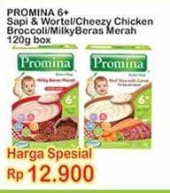 Promo Harga Promina Bubur Bayi 6+ Beef Stew With Carrot, Cheezy Chicken Broccoli, Milky Beras Merah 120 gr - Indomaret
