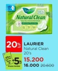 Promo Harga Laurier Natural Clean 20 pcs - Watsons
