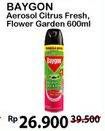 Promo Harga BAYGON Insektisida Spray Citrus Fresh, Flower Garden 600 ml - Alfamart