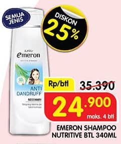 Promo Harga Emeron Shampoo All Variants 340 ml - Superindo