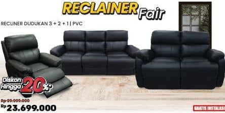 Alexandra Recliner Dudukan 3 + 1 Leather  Diskon 21%, Harga Promo Rp23.699.000, Harga Normal Rp29.999.000, Diskon Hingga 20%

GRATIS INSTALASI