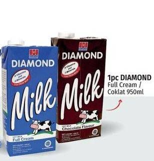 Promo Harga DIAMOND Milk UHT Full Cream, Chocolate 950 ml - LotteMart