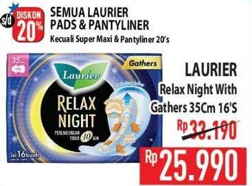 Promo Harga Laurier Relax Night Gathers 35cm 16 pcs - Hypermart