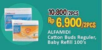 Promo Harga ALFAMIDI Cotton Bud Regular, Baby per 2 pouch 100 pcs - Alfamidi