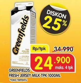 Promo Harga GREENFIELDS Jersey Fresh Milk 1000 ml - Superindo