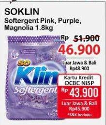 Promo Harga So Klin Softergent Rossy Pink, Purple Lavender, Magnolia Berries 1800 gr - Alfamart