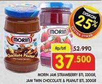 Promo Harga Morin Jam Strawberry, Chocolate Peanut Twin 300 gr - Superindo