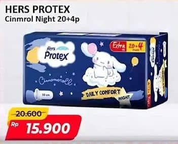 Promo Harga Hers Protex Comfort Night Wing 30cm, Wing 35cm 24 pcs - Alfamart