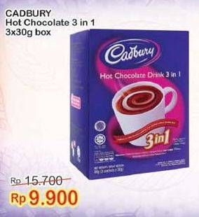 Promo Harga Cadbury Hot Chocolate Drink 3 in 1 per 3 sachet 30 gr - Indomaret