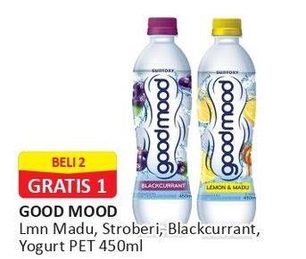 Promo Harga GOOD MOOD Minuman Ekstrak Buah Lemon Madu, Stroberi, Blackcurrant 450 ml - Alfamart