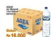 Promo Harga AQUA Air Mineral per 12 botol 1500 ml - Indomaret