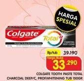 Promo Harga COLGATE Toothpaste Total Charcoal Deep Clean, Professional Clean 150 gr - Superindo
