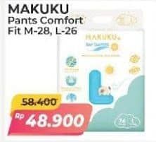 Promo Harga Makuku Comfort Fit Diapers Pants M28, L26 26 pcs - Alfamart