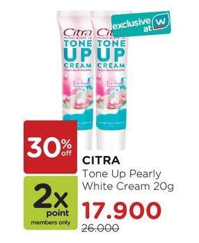 Promo Harga CITRA Tone Up Pearly White Face Cream 20 gr - Watsons