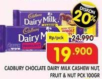 Promo Harga CADBURY Dairy Milk Cashew Nut, Fruit Nut 100 gr - Superindo